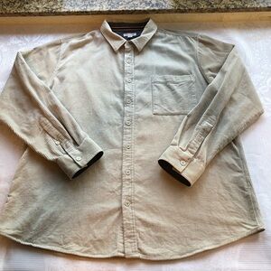 Sun + Stone Men's Size 3XL Corduroy Button-Up Light Beige Classic Shirt Jacket